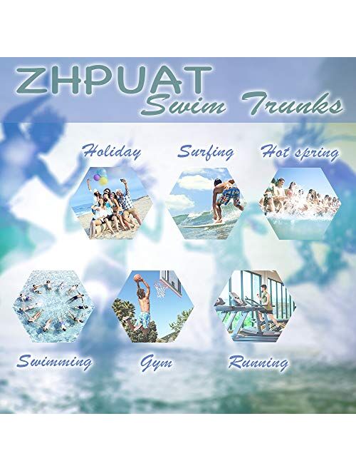 ZHPUAT Men's Swim Trunks Beach Board Shorts Quick Dry Bathing Suits Holiday Shorts