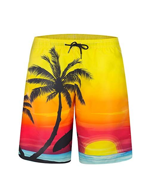 ZHPUAT Men's Swim Trunks Beach Board Shorts Quick Dry Bathing Suits Holiday Shorts