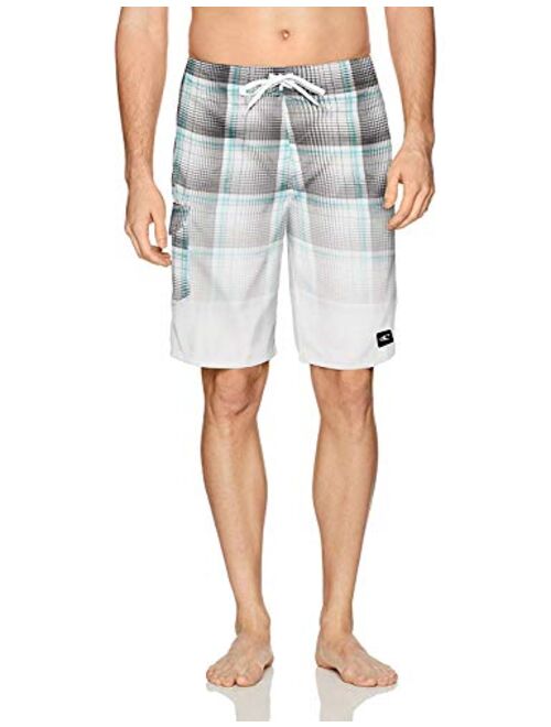 O'Neill Men's 21 Inch Outseam Ultrasuede Swim Boardshort, Turquoise Plaid, 30