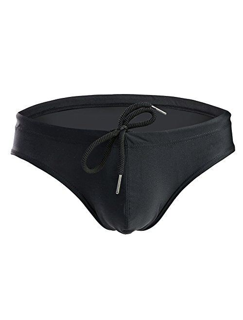 Summer Code Mens Solid Swim Briefs Drawstring Bikini Sport Swimsuit