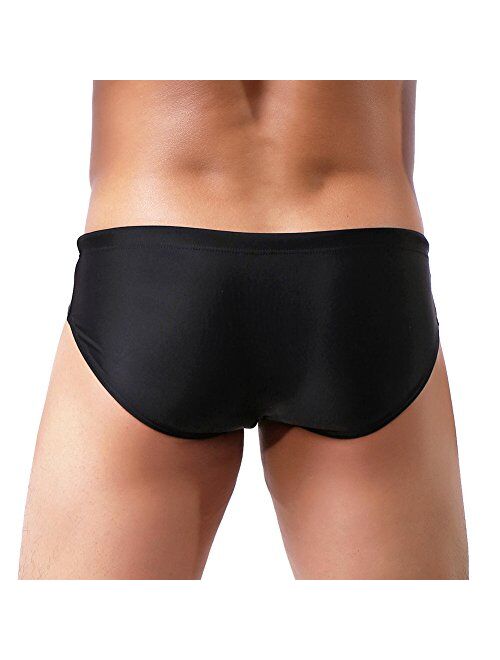 Summer Code Mens Solid Swim Briefs Drawstring Bikini Sport Swimsuit