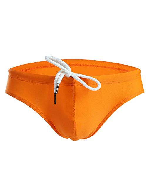 Summer Code Mens Solid Swim Briefs Drawstring Bikini Sport Swimsuit