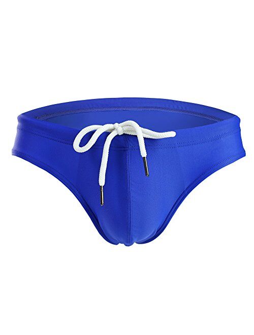 Summer Code Mens Solid Swim Briefs Drawstring Bikini Sport Swimsuit