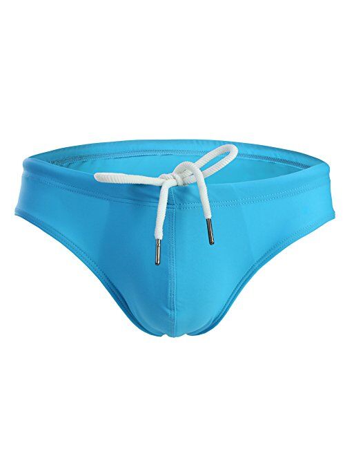 Summer Code Mens Solid Swim Briefs Drawstring Bikini Sport Swimsuit