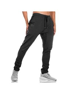 BROKIG MensJogger Sport Pants,Casual Zipper Gym Workout Sweatpants Pockets