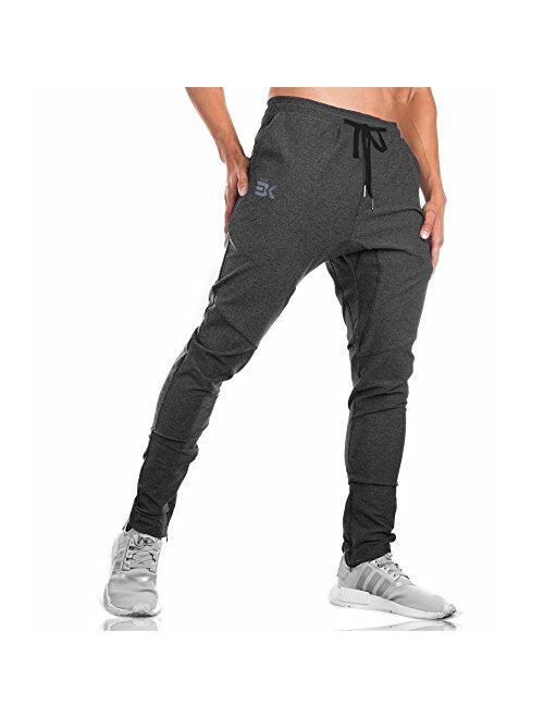 BROKIG MensJogger Sport Pants,Casual Zipper Gym Workout Sweatpants Pockets