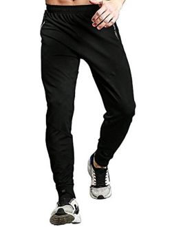 TBMPOY Men's Athletic Running Sport Jogger Pants with Zipper Pockets