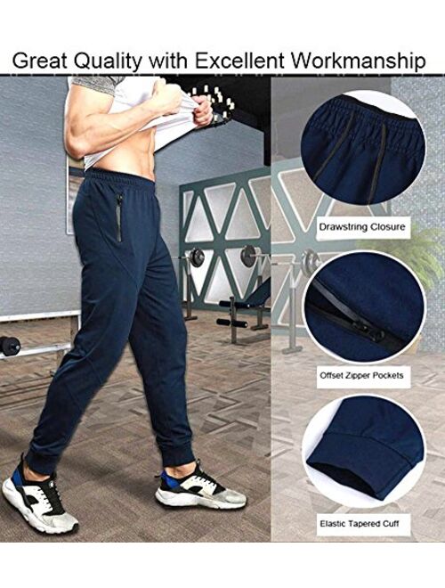 TBMPOY Men's Athletic Running Sport Jogger Pants with Zipper Pockets