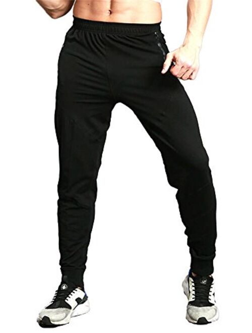 TBMPOY Men's Athletic Running Sport Jogger Pants with Zipper Pockets