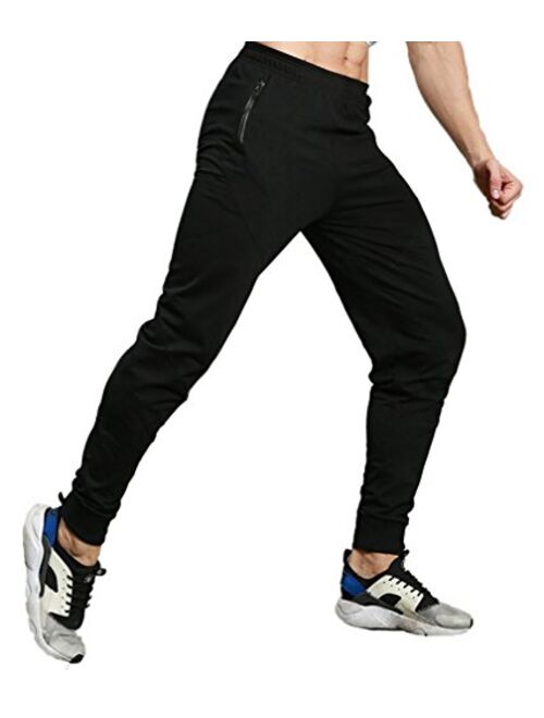 TBMPOY Men's Athletic Running Sport Jogger Pants with Zipper Pockets