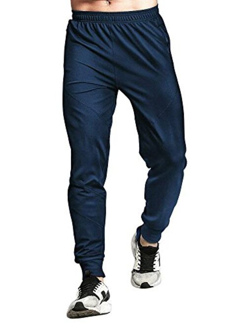 TBMPOY Men's Athletic Running Sport Jogger Pants with Zipper Pockets