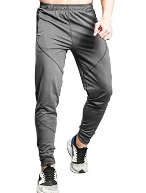 TBMPOY Men's Athletic Running Sport Jogger Pants with Zipper Pockets