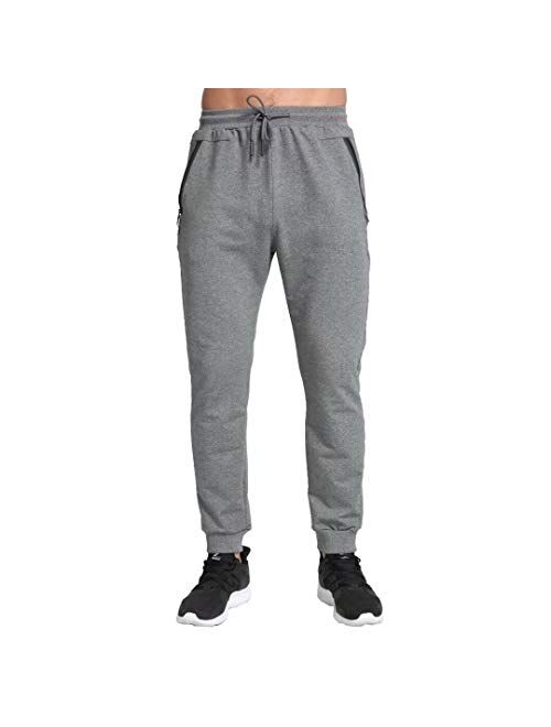 Tansozer Men's Lightweight Joggers Casual Slim Sweatpants Track Pants with Zipper Pockets