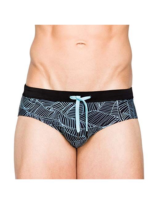 MIZOK Men's Sexy Swimwear Swim Briefs Bikini Swimsuits Print Surfing Short