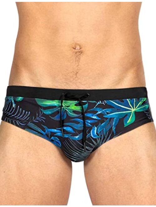 MIZOK Men's Sexy Swimwear Swim Briefs Bikini Swimsuits Print Surfing Short