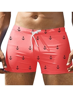 Men's Swim Trunks Quick Dry Beach Boxer Briefs Swimwear Board Shorts with Zipper Pocket