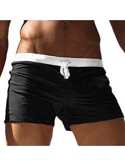 Men's Swim Trunks Quick Dry Beach Boxer Briefs Swimwear Board Shorts with Zipper Pocket