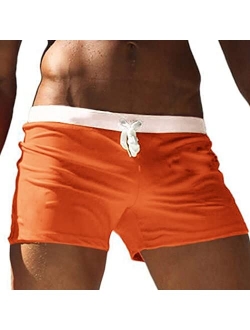 Men's Swim Trunks Quick Dry Beach Boxer Briefs Swimwear Board Shorts with Zipper Pocket