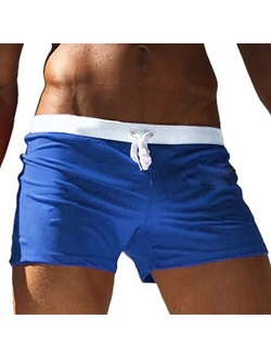 Men's Swim Trunks Quick Dry Beach Boxer Briefs Swimwear Board Shorts with Zipper Pocket