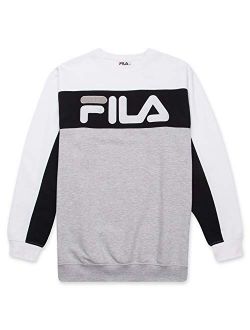 Sweatshirt For Men Big And Tall French Terry Crewneck Sweatshirt FILA Logo