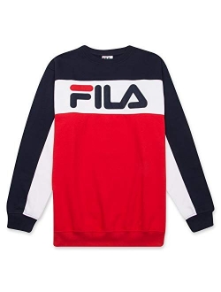 Sweatshirt For Men Big And Tall French Terry Crewneck Sweatshirt FILA Logo