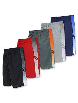 Real Essentials Men's Active Athletic Performance Shorts with Pockets - 5 Pack