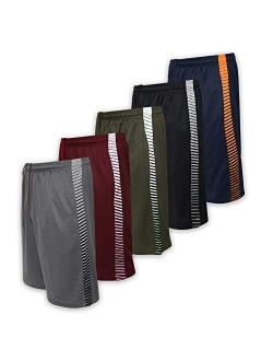 Real Essentials Men's Active Athletic Performance Shorts with Pockets - 5 Pack