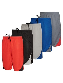 Real Essentials Men's Active Athletic Performance Shorts with Pockets - 5 Pack