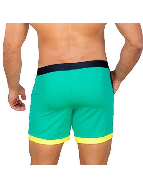 Taddlee Men Swimwear Solid Basic Long Swim Boxer Trunks Board Shorts Swimsuits