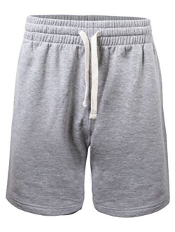 ProGo Men's Classic Fit Casual Fleece Jogger Gym Workout Short Pants with Elastic Waist