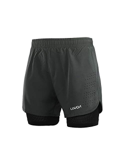 Lixada Men's 2-in-1 Running Shorts Quick Drying Breathable Active Training Exercise Jogging Cycling Shorts