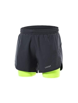 Lixada Men's 2-in-1 Running Shorts Quick Drying Breathable Active Training Exercise Jogging Cycling Shorts