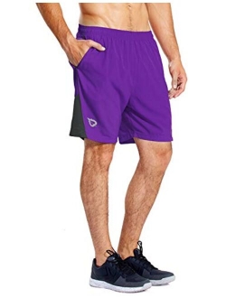 Men's 7'' Athletic Running Shorts Quick Dry Mesh Liner Back Zip Pocket