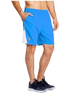 Men's 7'' Athletic Running Shorts Quick Dry Mesh Liner Back Zip Pocket