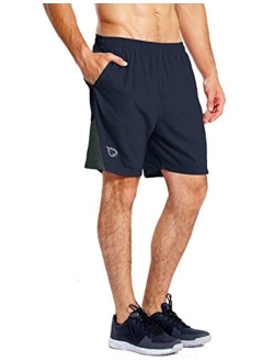 Men's 7'' Athletic Running Shorts Quick Dry Mesh Liner Back Zip Pocket