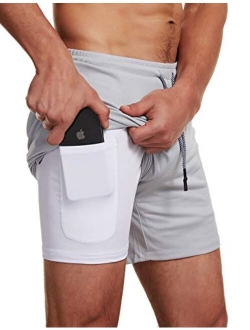 FLYFIREFLY Men's 2-in-1 Workout Running Shorts 7