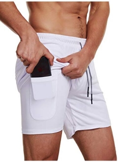 FLYFIREFLY Men's 2-in-1 Workout Running Shorts 7