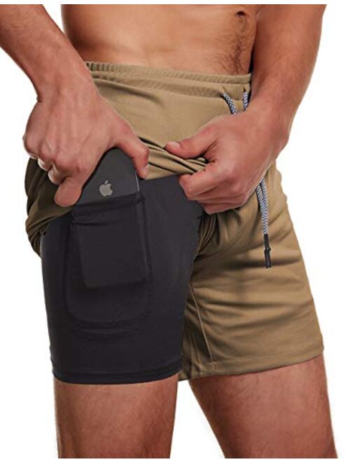 FLYFIREFLY Men's 2-in-1 Workout Running Shorts 7