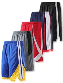 Liberty Imports Pack of 5 Men's Athletic Basketball Shorts Mesh Quick Dry Activewear with Pocket