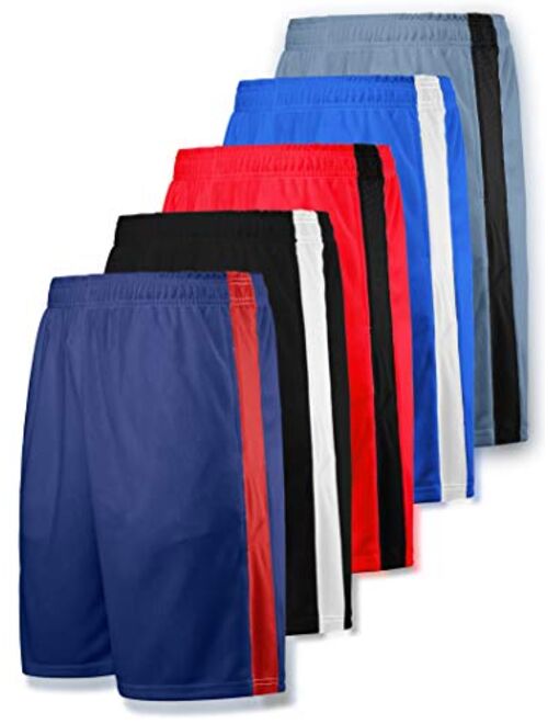 Liberty Imports Pack of 5 Men's Athletic Basketball Shorts Mesh Quick Dry Activewear with Pocket