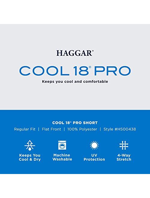 Haggar Men's Cool 18 Pro Straight Fit 4-Way Stretch Flat Front Expandable Waist Short with Big & Tall Sizes