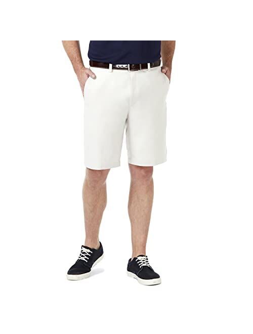 Haggar Men's Cool 18 Pro Straight Fit 4-Way Stretch Flat Front Expandable Waist Short with Big & Tall Sizes