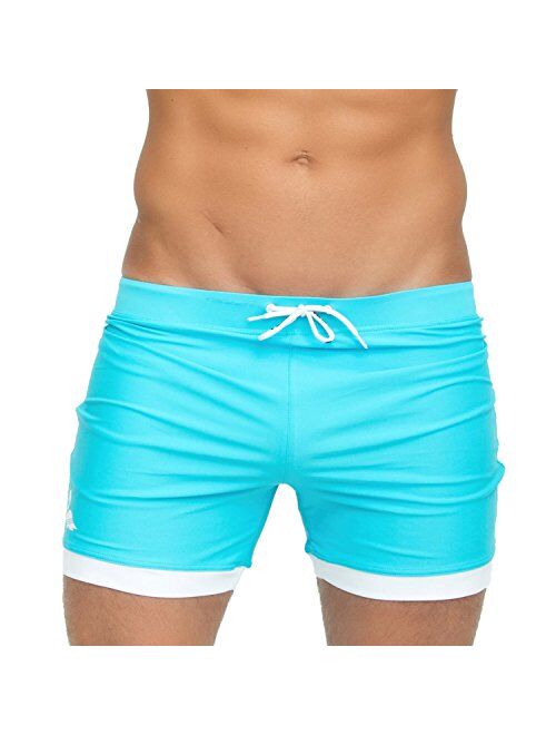 Taddlee Basic Men Swimwear Solid Long Swim Boxer Trunks Black Board Surf Shorts