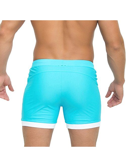 Taddlee Basic Men Swimwear Solid Long Swim Boxer Trunks Black Board Surf Shorts