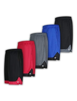 Men's Premium Moisture Wicking Active Athletic Performance Shorts with Pockets - 5 Pack