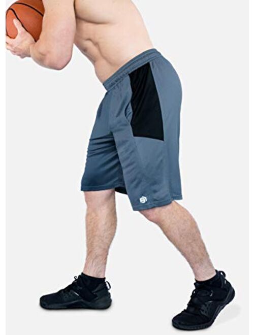 Men's Premium Moisture Wicking Active Athletic Performance Shorts with Pockets - 5 Pack