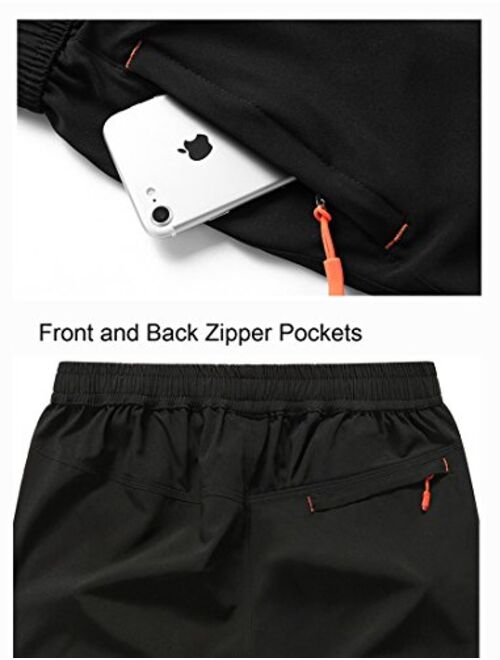 TBMPOY Men's Outdoor Sports Quick Dry Gym Running Shorts Zipper Pockets