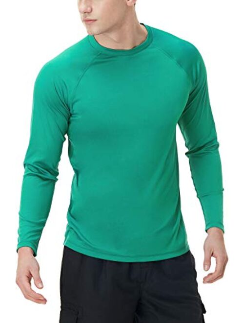 TSLA 1 or 2 Pack Men's Rashguard Swim Shirts, UPF 50+ Loose-Fit Long Sleeve Shirts, Cool Running Workout SPF/UV Tee Shirts