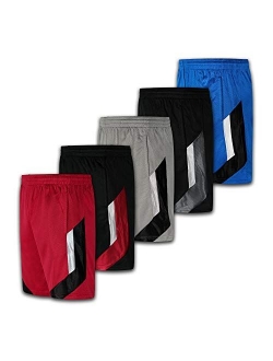 Men's Premium Active Athletic Performance Shorts with Pockets - 5 Pack