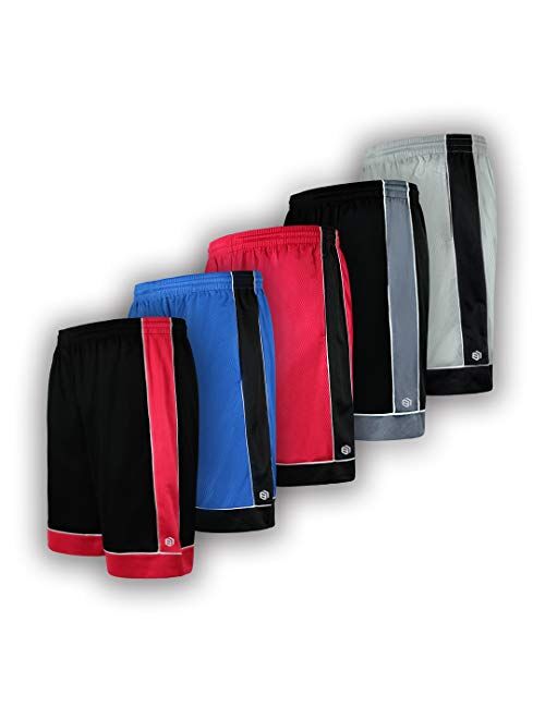 Men's Premium Active Athletic Performance Shorts with Pockets - 5 Pack